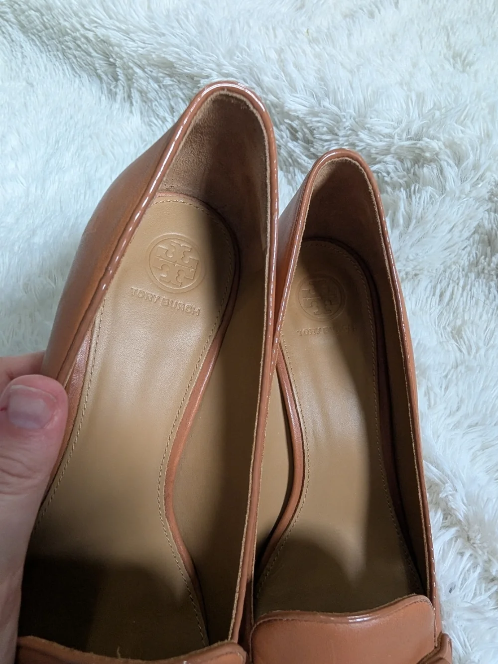 Tory Burch Tan Leather Loafer Chunky Square Heel Pumps Size 10 - Picture 4 of 7